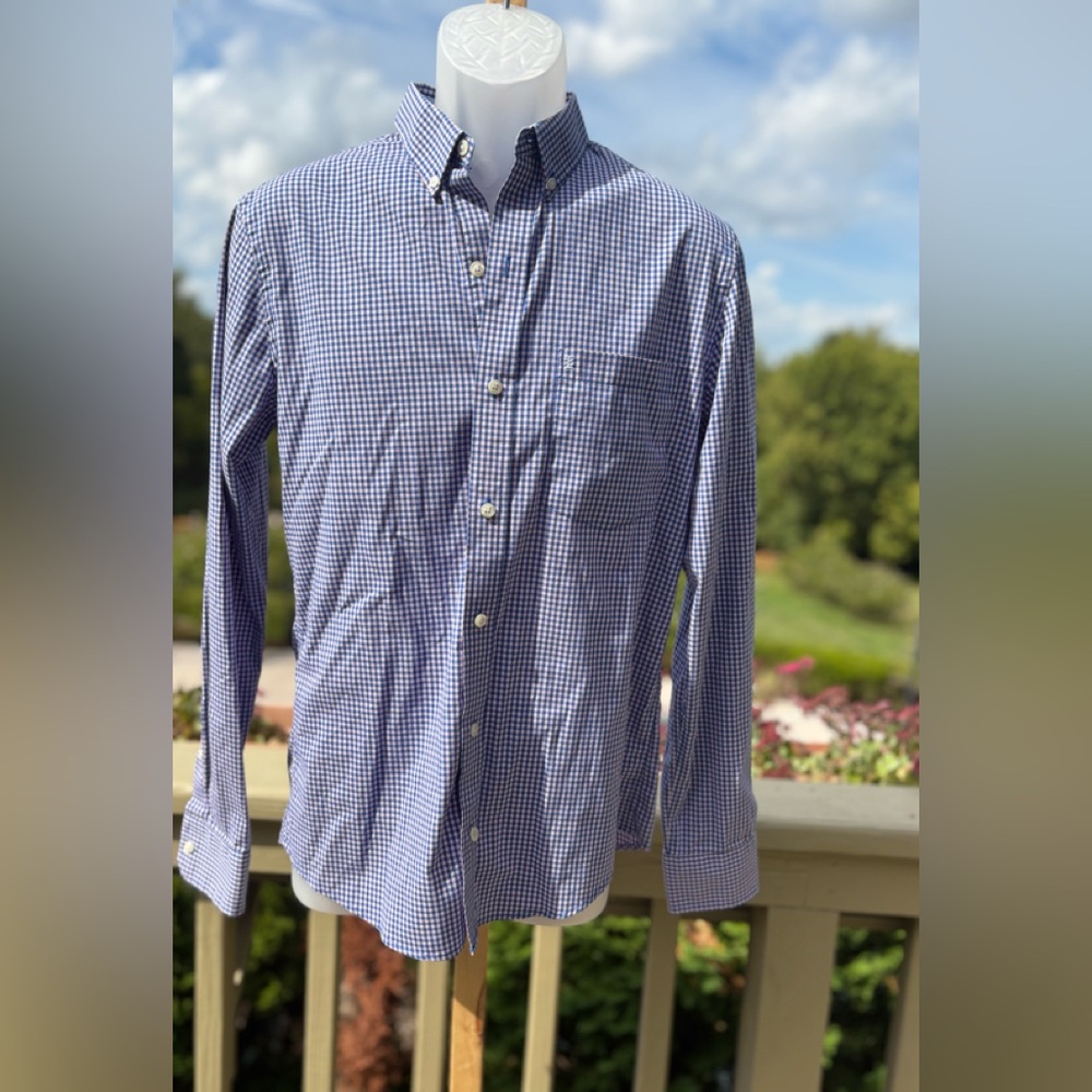 Izod Men's (Slim Fit) Blue & Pink Gingham Button Down Shirt, Size: S